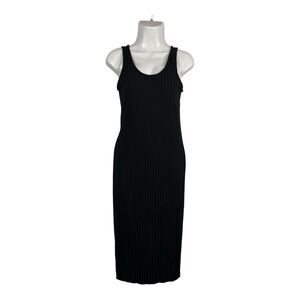 H&M Black Ribbed Bodycon Sleeveless Tank Dress Medium Stretch Knit Midi Casual